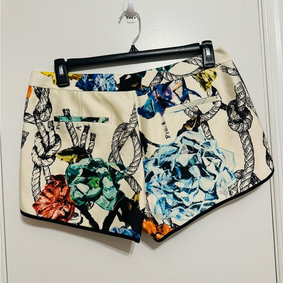Tibi Silk Abstract Print Hot Shorts Contrasting Trim Fully Lined Size 10 - Picture 2 of 6